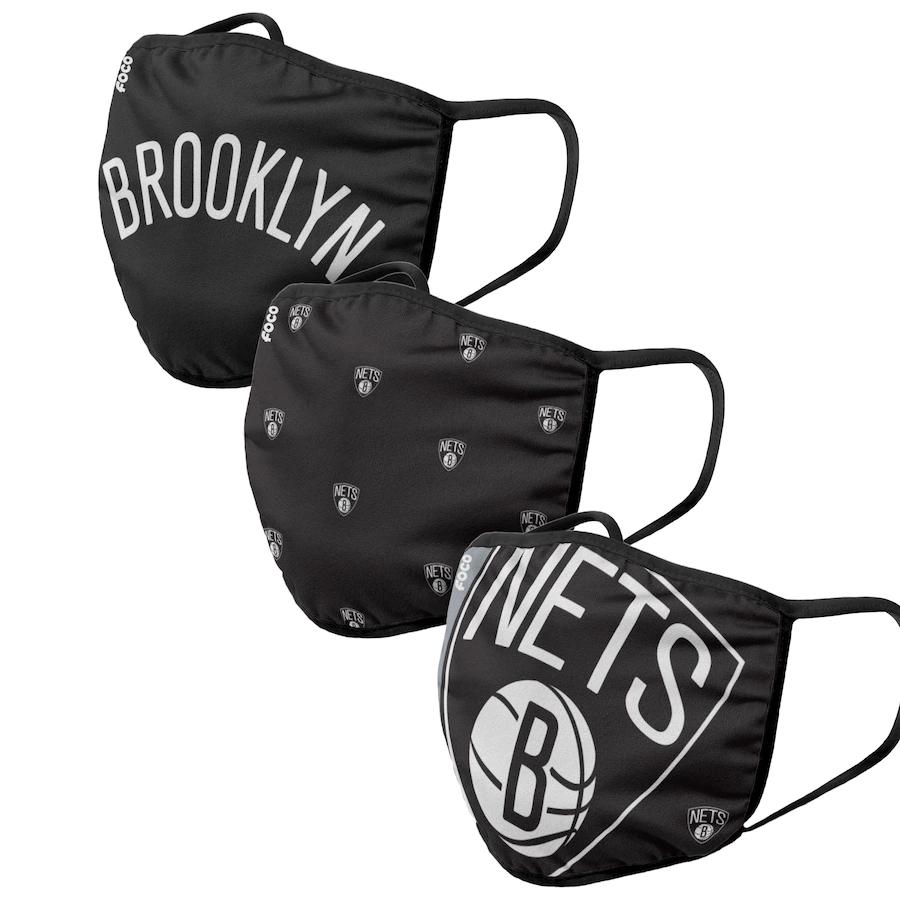 Adult Brooklyn Nets 3Pack Dust mask with filter->nfl dust mask->Sports Accessory